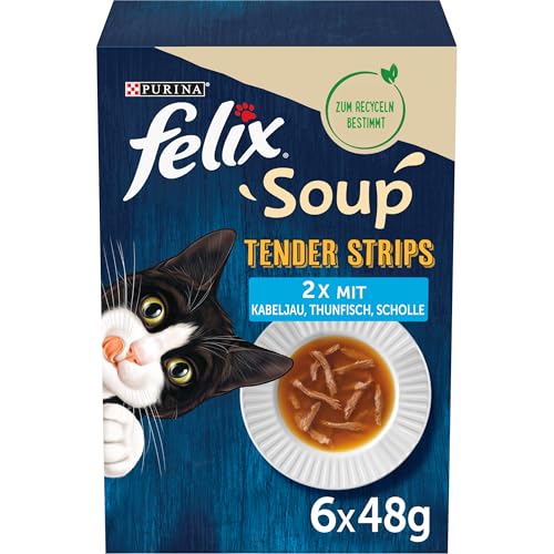 (-88%) FELIX Soup Tender Strips, Suppe für Katzen, Fisch, 48er Pack (8 x 6 x 48g)