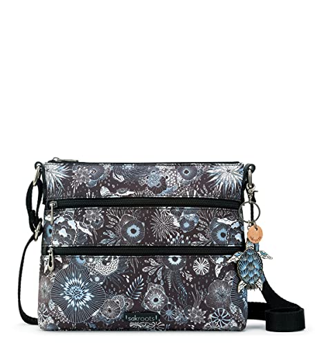 Sakroots Artist Circle Basic Crossbody in Eco Twill, Adjustable Crossbody Strap, Midnight Seascape
