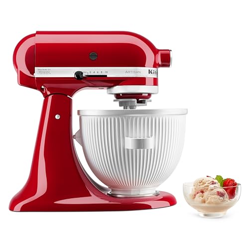 KitchenAid Ice Cream Maker Attachment for Stand Mixer, 2 Quart, KSMICM, White