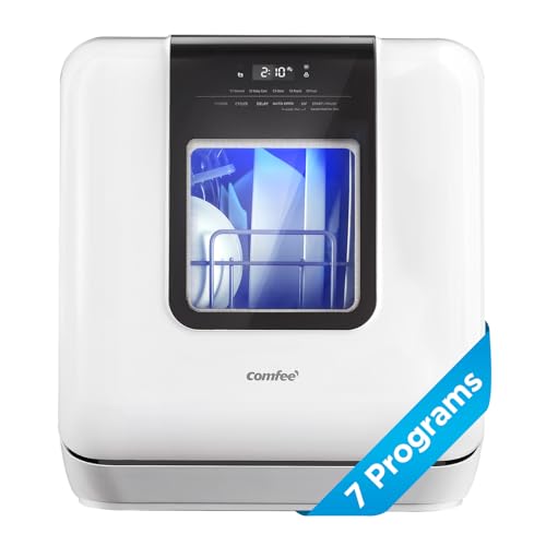COMFEE' Countertop Dishwasher, Portable with 6L Built-in Water Tank