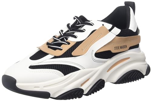 Steve Madden Women's Possession Sneaker, Black/Tan, 8