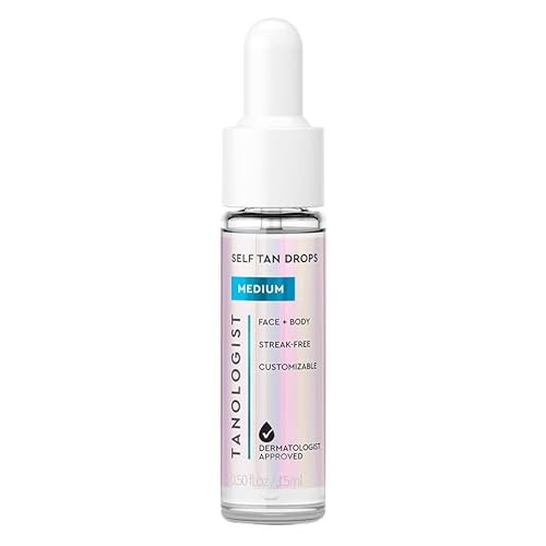 Tanologist Self-Tan Drops- Medium, Bronzing Serum, Customizable Face & Body Self Tanner For Moisturizer, Gradual Tanning Drops for Natural Glow, Streak-Free Vegan Formula, 1.01 fl oz