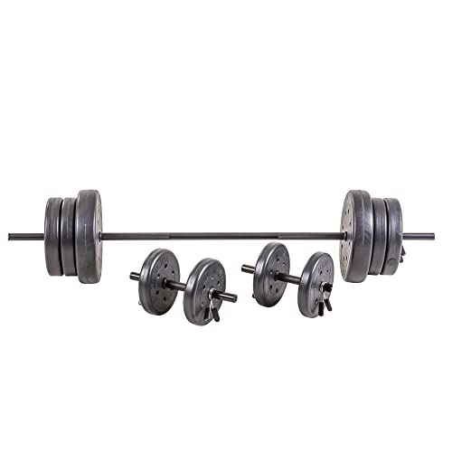 US Weight 105 lb Barbell Weight Set with Two Dumbbell Bars