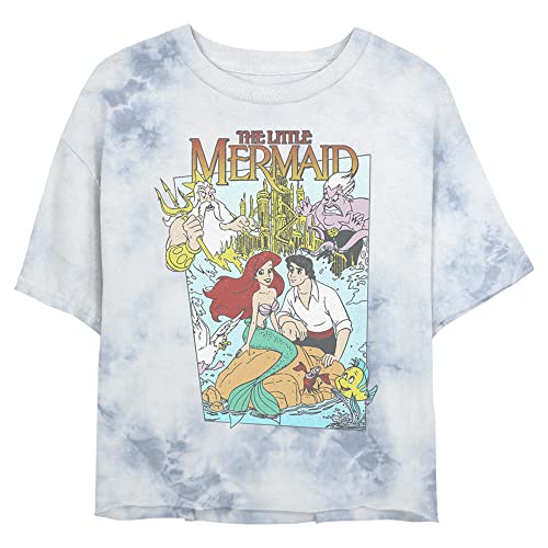 Disney Princess Mermaid Cover Women's Fast Fashion Short Sleeve Tee Shirt, White/Blue, Medium