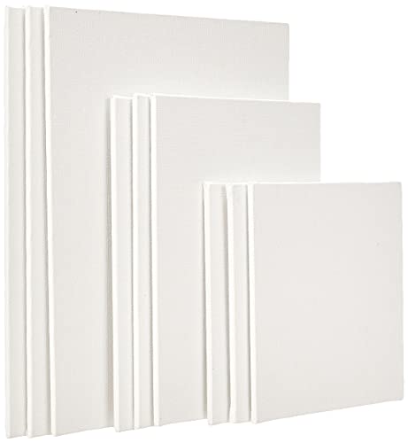 Amazon Brand - Solimo Cotton Canvas Boards for Painting (20.3x25.4 CM, 15.2x20.3 CM, 15.2x15.2 CM) Combo Pack of 9,White
