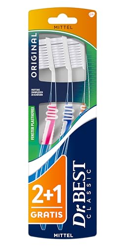 🔥 STARKER PREIS (-30%) Dr.BEST Original Zahnbürste, Mittel, Vorteilspack (2 Stk. + 1 Stk. Gratis)
