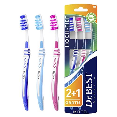 (-39%) Dr.BEST Hoch-Tief Zahnbürste, Mittel, Vorteilspack (2 Stk. + 1 Stk. Gratis)