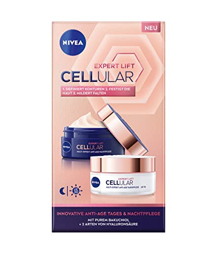 NIVEA Cellular Expert Lift Multi-Effekt Anti-Age Pflegeset Tages- & Nachtpflege, feuchtigkeitsspendende Gesichtspflege für eine straffe und jünger aus