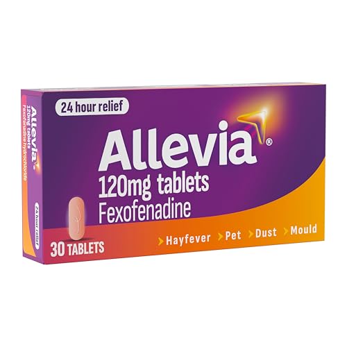 Allevia Hayfever Allergy Tablets, Prescription Strength 120 mg Fexofenadine, 24hr Relief Acts Within 1 Hour, Including Sneezing, Watery Eyes, Itchy and Runny Nose, 30 Tablets