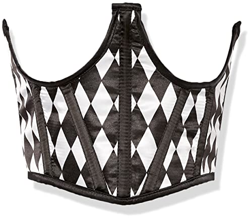 Lavish Black & White Diamond Satin Open Cup Waist Cincher (XLarge)