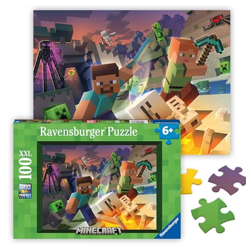 Ravensburger - Monster Minecraft - 100 Piece Jigsaw Puzzle - XXL Pieces for Easy Assembly - Exciting, Minecraft Villain Imagery - Premium Quality - Ideal Gift - Screen-Free Fun - Children Age 6+
