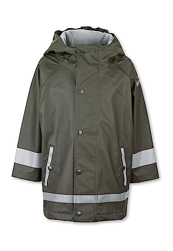 (-35%) Sterntaler Regenjacke ungefüttert uni - Kinder Regenjacke wasserdicht - Jungen Jacke mit verschweißten Nähten, Kapuze und reflektierenden Details - robuste Regenbekleidung - mattgrün, Größe 86
