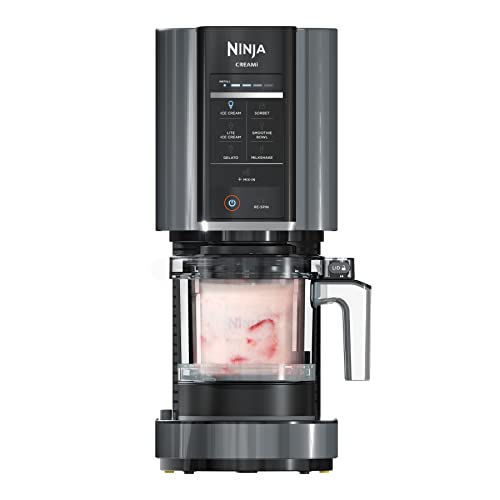 Ninja CREAMi, Ice Cream Maker, Ice Cream, Gelato, Sorbet,Milkshakes, Mix-ins, Smoothie Bowls & More, 7-in-1, Ice Cream Pints, Pint lid, Healthy Ice Cream, Compact, Perfect for Kids, Black, NC299AMZ Ninja CREAMi 7-in-1