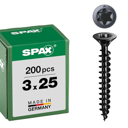 (-16%) SPAX Universalschraube, Senkkopf, schwarz, T-STAR plus, Vollgewinde (3x25 mm 200 Stück)