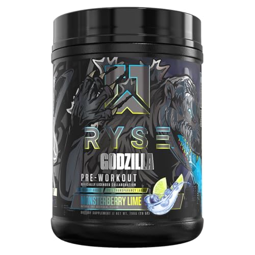 RYSE Godzilla X Noel Deyzel Pre Workout Powder - Monsterberry Lime - 400mg Caffeine, High Stim Pre-Workout for Men & Women with Citrulline & Beta Alanine - Energy, Pump & Focus - 20/40 Servings