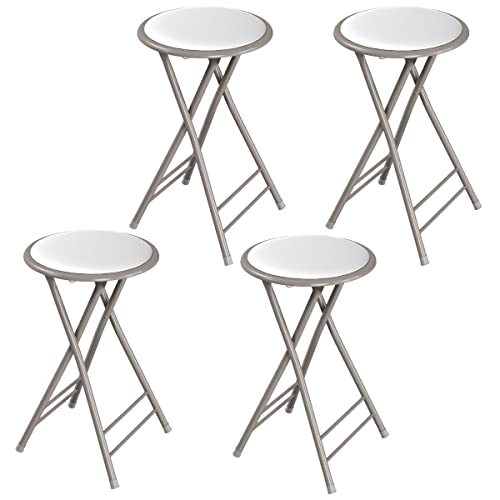 Lavish Home Folding Stool - Set of 4 Counter Height Bar Stools – 24-Inch Backless Folding Chairs with 225lb Capacity for