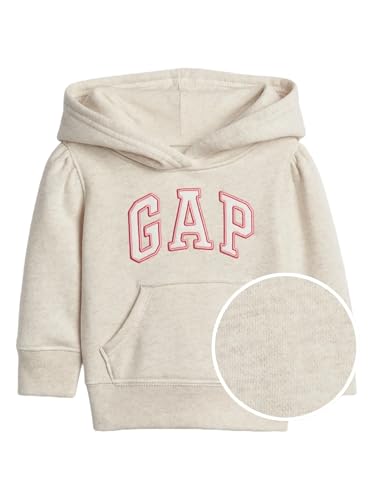 GAP baby girls Logo Pullover Hoodie Sweatshirt, Heather Grey, 2T US