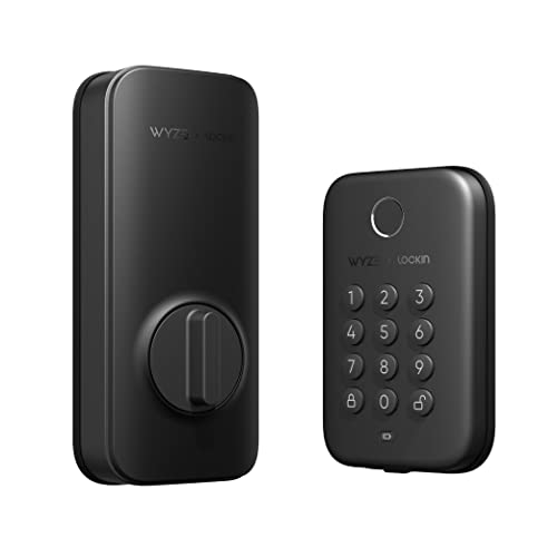 Wyze Auto-Lock Bolt, Fingerprint Keyless Entry Door Smart Bluetooth Deadbolt Replacement, Backlit Keypad, IPX5 Weatherproof, in-App History and Scheduled Access, BHMA, UL 20-Min Fire Rated