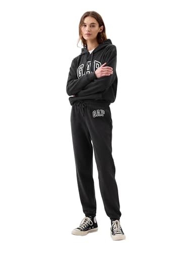 GAP Womens Logo Fleece Joggers Sweatpants, Heather Charcoal, Medium US