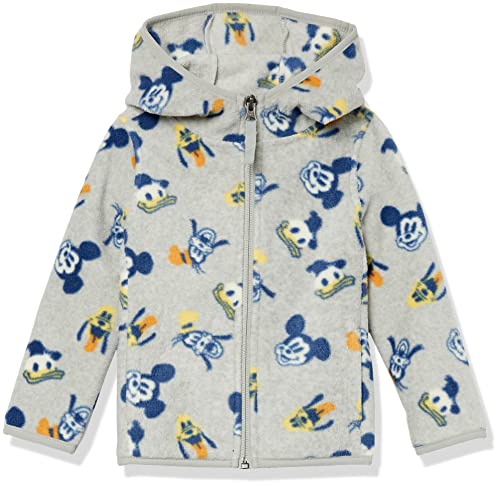 Amazon Essentials Disney | Marvel | Star Wars | Princess Girls' Polar Fleece Full-Zip Hooded Jacket, Mickey and Friends,