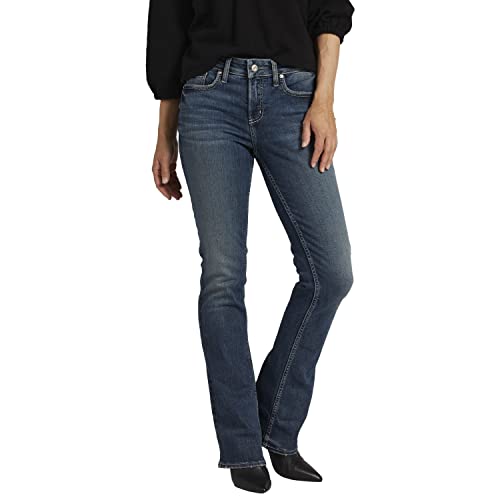 Silver Jeans Co. Women's Suki Mid Rise Curvy Fit Bootcut Jeans, Med Wash EAE356, 27W x 31L