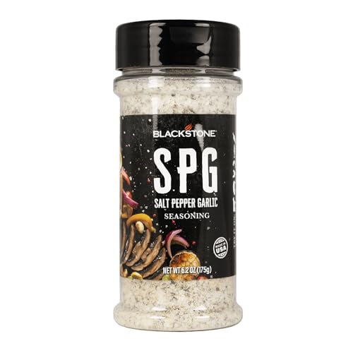 Blackstone 4229 Salt Pepper Garlic (SPG) Seasoning Cooking Chicken, Beef, Fries, Steak, Poultry, Vegetables or Sprinkling On All Foods, All Purpose Grill Flavorful Mix, BBQ Rub, 6.2 Oz, Multicolored