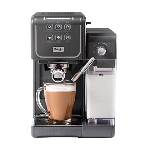 Mr. Coffee One-Touch CoffeeHouse+ Espresso, Cappuccino, and Latte Maker Home Coffee Machine with 19-Bar Italian Pump, an