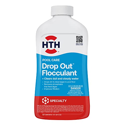 HTH 67080 Swimming Pool Care Drop Ou Flocculant - Clears Cloudy Water Fast 32 Fl Oz (Pack of 1)