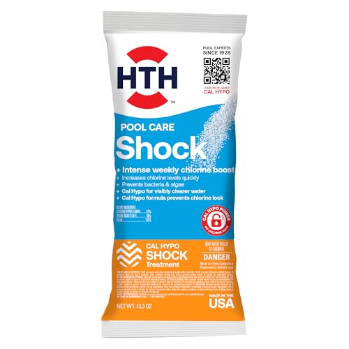 HTH 52031 Swimming Pool Care Shock, Swimming Pool Chlorinator Boosts Chlorine Levels, Cal Hypo Formula, 13.3oz (1 Pack)