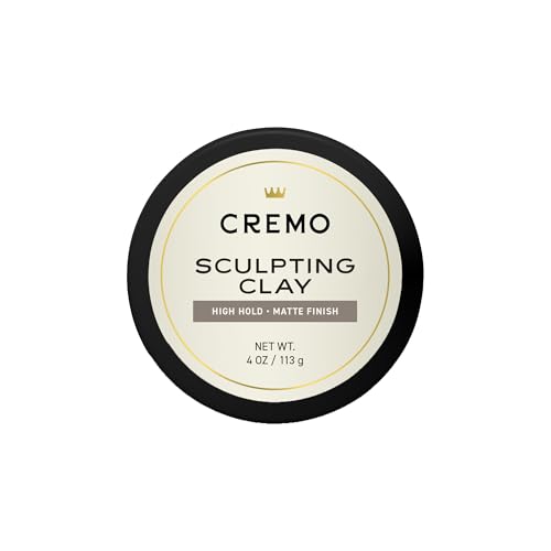 Cremo Mens Hair Clay, Premium Barber Grade Sculpting Clay for Hair Styling, High Hold, Matte Finish, 4 Oz