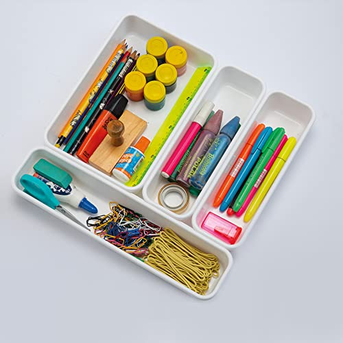 Conjunto 4 Organizadores de Gaveta Dasplast | Organizador Plástico Resistente | Modular e Versátil para Diversos Tipos de Gavetas | Ideal para Talheres, Maquiagem, Escritório, Acessórios e Utilidades
