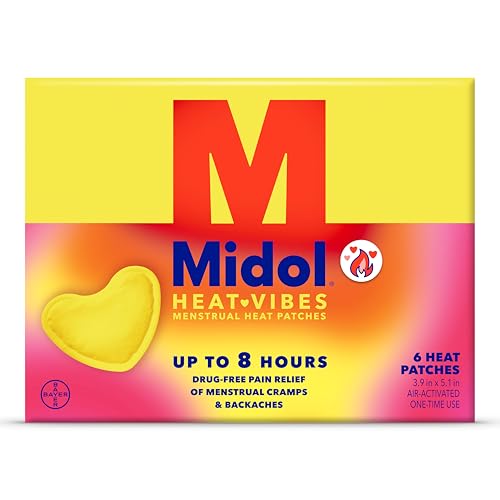 Midol Heat Vibes Menstrual Pain Relief Heat Patches - 6 Count Pack for Period Cramps and Backache