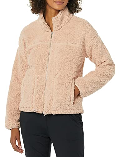 Amazon Essentials Women's Fleece Zip-Up Sherpa Jacket with Stand Neck, Blush, X-Large