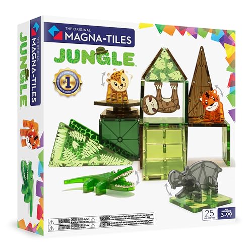 MAGNA-TILES Jungle Animals 25-Piece Magnetic Construction Set, The ORIGINAL Magnetic Building Brand