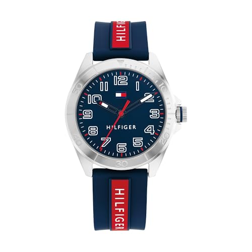 (-25%) Tommy Hilfiger Uhr mit DREI-Zeiger-Quarzwerk für die Jugend mit Marinblaues Silikonarmband - 1720019