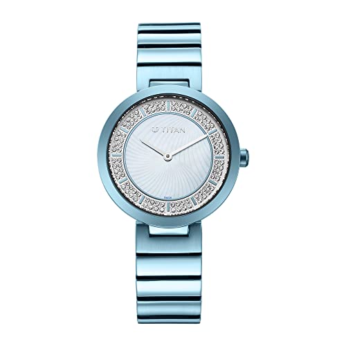 Quartz Analog Blue Dial Stainless Steel Strap Watch for Women-NS95162QM02