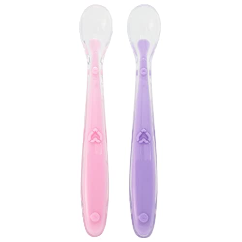 BUBA Kit Colher Silicone Baby - 2 Pecas - Rosa/Lilás