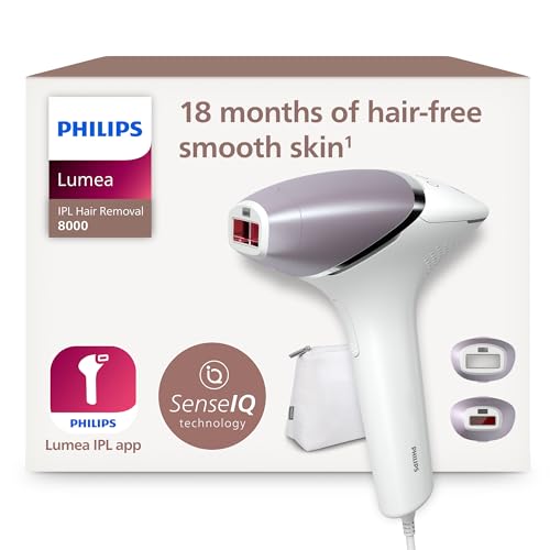 (-31%) Philips Lumea IPL 8000 Series - IPL Geräte Haarentfernung für bis zu 2 Jahre seidig-glatte Haut¹ mit 2 Aufsätzen für Körper & Gesicht, Alternative zur Laser-Haarentfernung (BRI944/00)