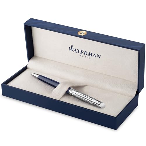 (-43%) Waterman Hémisphère Kugelschreiber | Metall und blaue Lackierung | ziselierte Kappe | blaue Tinte | Geschenkbox