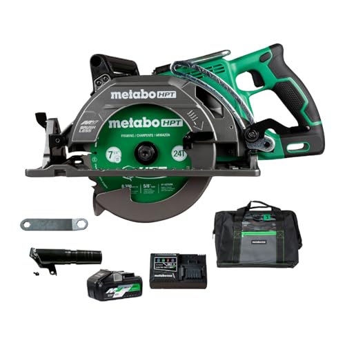 Metabo HPT 36V MultiVolt 7-1/4 Inch Rear Handle Circular Saw, Cordless Circular Saw with 36V Battery, Lightweight Design, 53° Bevel Capacity, Brushless Motor, Electric Brake, C3607DWA