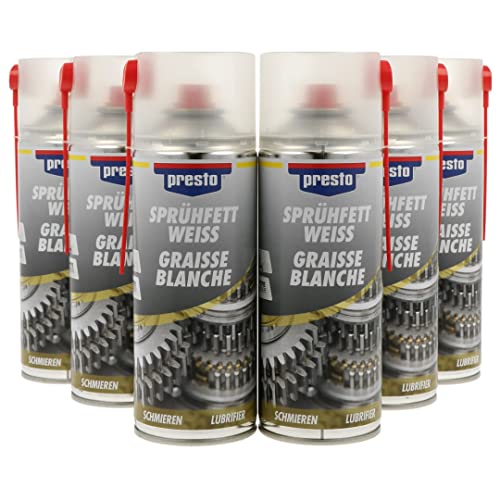 🔥 STARKER PREIS (-42%) presto Sprühfett Weiß 6x400 ml - Hochleistungs-Schmiermittel