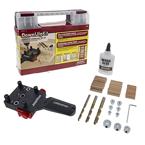 Milescraft 1333 DowelJig Kit — Self-Centering with 3 Metal Bushing Sizes