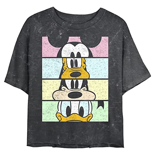 Disney Junior's Crew Crop Short Sleeve Crop T-Shirt, Black, Large