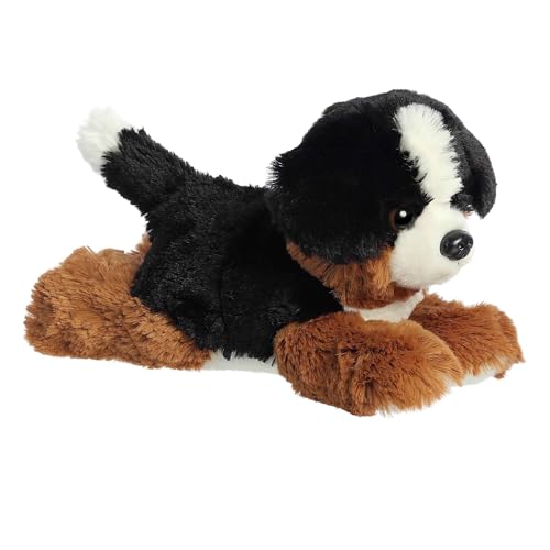 Aurora® Adorable Mini Flopsie™ Bernie Mountain Dog™ Stuffed Animal - Playful Ease - Timeless Companions - Black 8 Inches