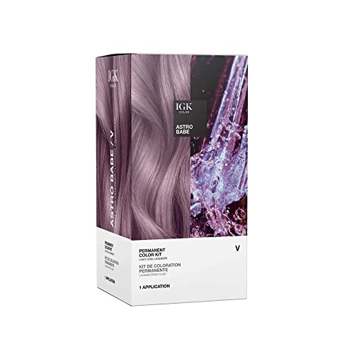 IGK Permanent Hair Dye Color Kit, Astro Babe V, Light Cool Lavender