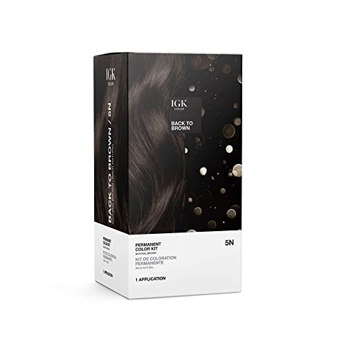 IGK Permanent Hair Dye Color Kit, Back to Brown 5N, 100% Gray Coverage