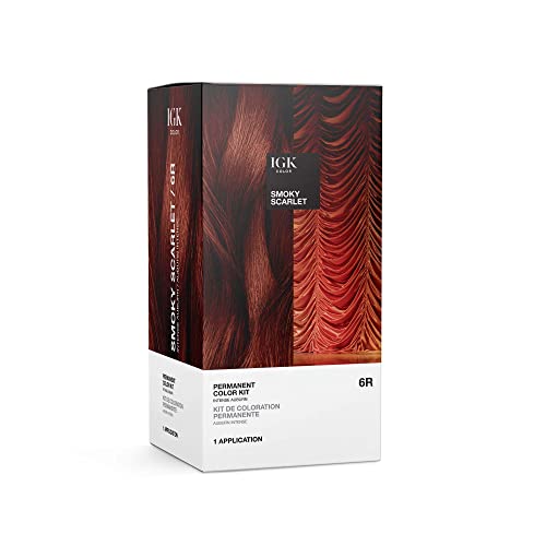 IGK Permanent Hair Dye Color Kit, Smoky Scarlet 6R, Intense Auburn