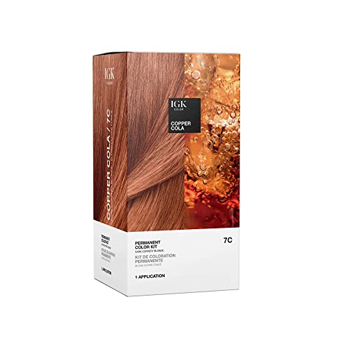 IGK Permanent Hair Dye Color Kit, Copper Cola 7C, Dark Coppery Blonde