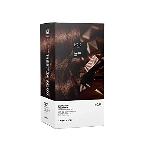 IGK Permanent Hair Dye Color Kit, Warm Up 5GM, Golden Mahogany Brown