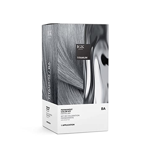 IGK Permanent Hair Dye Color Kit, Titanium BA, Pure Cool Gray